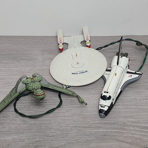 Hallmark Keepsake Ornament 90s Bird Of Prey USS Enterprise NASA Shuttle Bundle 3 - Picture 1 of 11